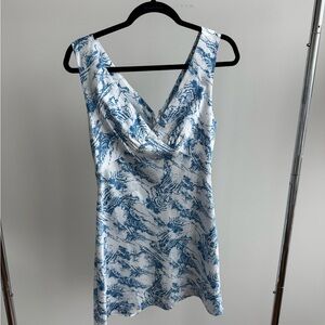 Lioness White Dress with Blue Abstract Print